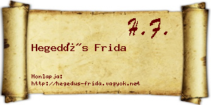Hegedűs Frida névjegykártya